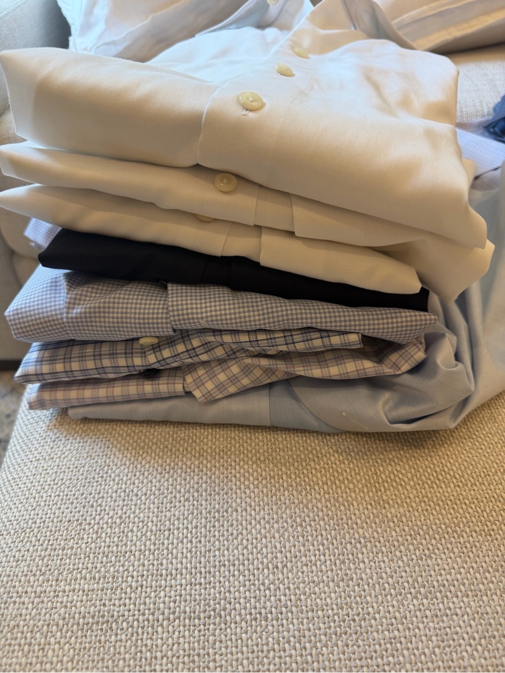 Eton Dress Shirts in White, Blue and Light Plaid